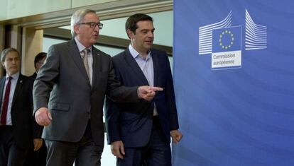 Jean-Claude Juncker i Alexis Tsipras aquest dimecres a Brussel·les.