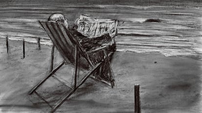 Dibujo de la última película de W. Kentridge que se puede ver en su exposición del CCCB.