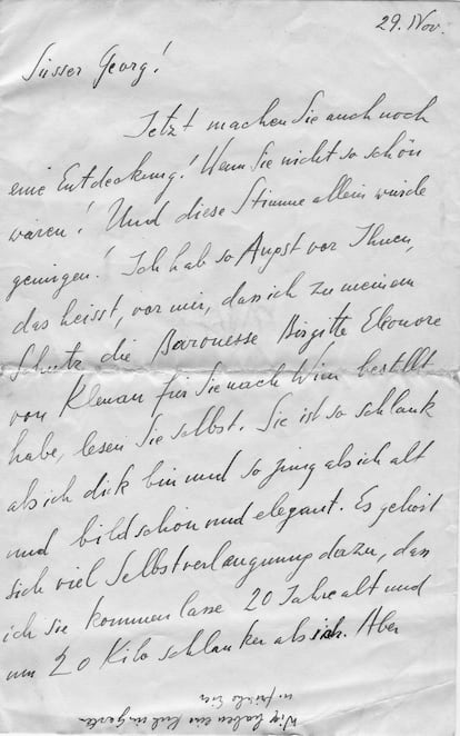 Carta de Veza Canetti a su cuñado Georg, fechada el 29 de noviembre de 1937.