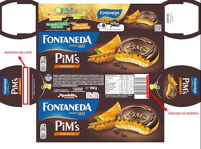 Las galletas Pim's de naranja de Fontaneda sobre las que la Aesan ha lanzado una alerta.