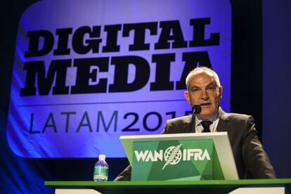 Antonio Caño, diretor do EL PAÍS, durante a conferência.