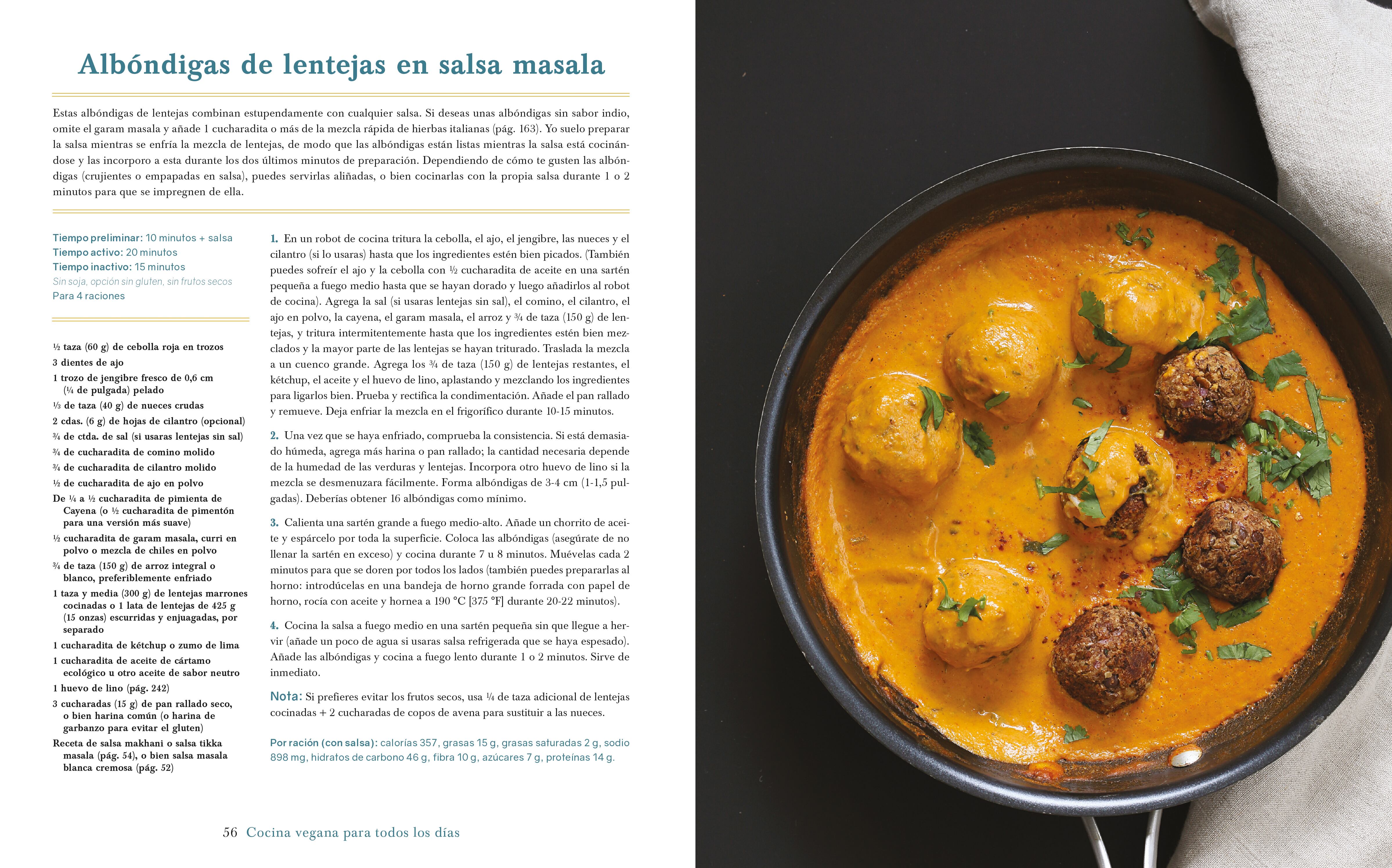 Albondigas de lentejas en salsa masala, receta de Richa Hingle que puede encontrarse en su libro 'Cocina vegana para todos los días. 150 deliciosas recetas con todo un mundo de sabores' (Gaia Ediciones).