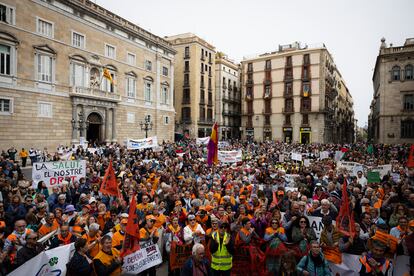 Concentración en defensa de la sanidad pública este domingo en Barcelona.