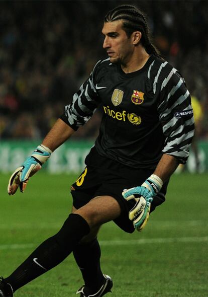 José Manuel Pinto, durante el partido ante el Copenhague.