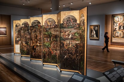'Biombo de estrado (Historia de la Conquista de Tenochtitlan)'. Obrador de los Correa. 1692-96. Madrid, Colección particular