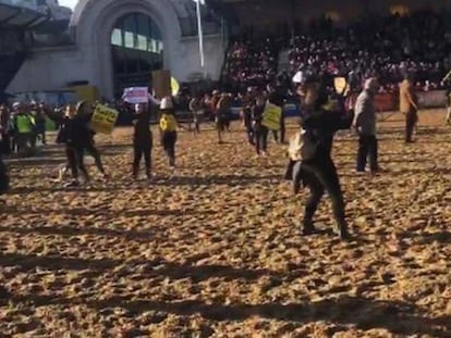 Protesta vegana el pasado domingo en la Sociedad Rural Argentina.