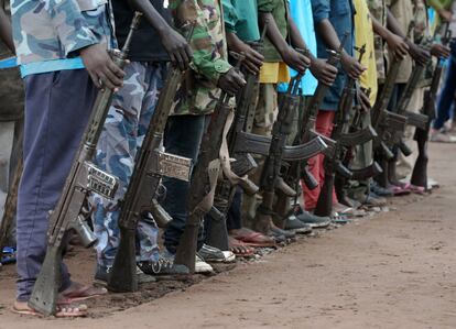 Ceremonia de desmovilización de niños soldado en Yambio, Sudán del Sur.