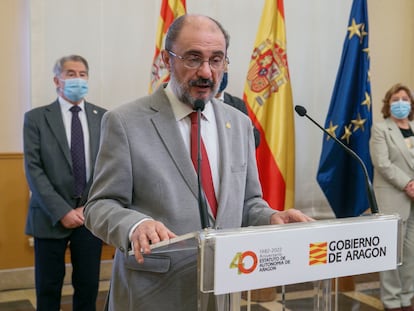 El presidente del Gobierno aragonés, Javier Lambán, este martes.