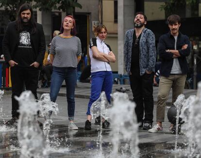 Los cómicos Fernando Moraño, Vera Montessori, Lorena Iglesias, Denny Horror y Javier Varela. 