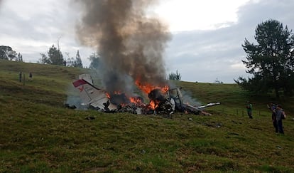 Lugar del accidente de la aeronave, en Santa Rosa de Osos, el 21 de marzo de 2024.