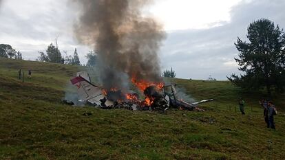 Lugar del accidente de la aeronave, en Santa Rosa de Osos, el 21 de marzo de 2024.