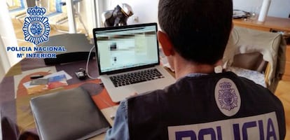 Un agente de la Polic&iacute;a Nacional analiza una p&aacute;gina web.