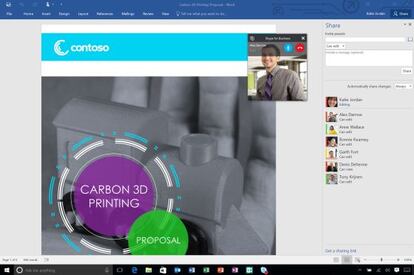Pantallazo del nuevo Word, integrado con Skype.