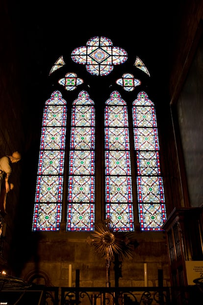 Eugène Viollet-le-Duc's stained glass windows in Notre Dame Cathedral; 2009.
