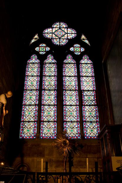 Eugène Viollet-le-Duc's stained glass windows in Notre Dame Cathedral; 2009.