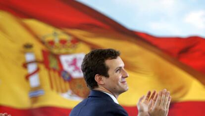 El presidente del PP, Pablo Casado, este viernes en Bilbao.