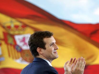 El presidente del PP, Pablo Casado, este viernes en Bilbao.