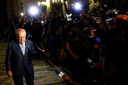 El expresidente, Jordi Pujol, a su llegada al Parlament.