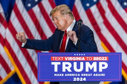 Donald Trump, durante un mitin de campaña para el Supermartes en Richmond, Virginia, este sábado.