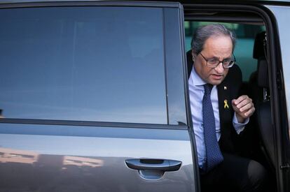 El 'president' Quim Torra, el pasado jueves, a su llegada en un acto en Cornellà (Barcelona).