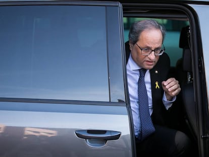 El 'president' Quim Torra, dijous passat, en la seva arribada a un acte a Cornellà (Barcelona).