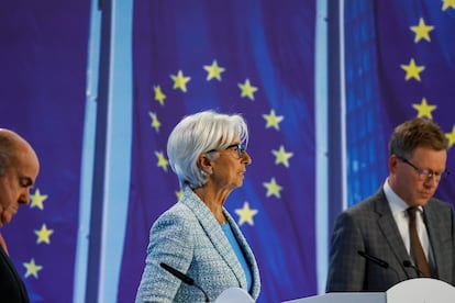 La presidenta del BCE, Christine Lagarde, durante una rueda de prensa en Fráncfort el pasado 6 de junio.