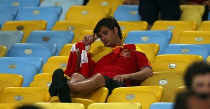 Un aficionado español lamenta la eliminación de La Roja.