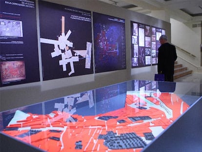 Una de las maquetas de la exposición 'Dauro: un río en la imagen de la ciudad'.