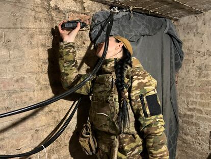 Annya, from the Ochi Drone Brigade, prepares the logistics required to operate the unmanned aircraft against Russian troops on the Bakhmut front.