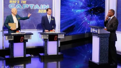 Imagen del debut del político estadounidense Pete Buttigieg como presentador en el 'late show' de Jimmy Kimmel.