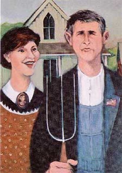 Barbara y George Bush, en un cuadro de <i>El mundo según Bush.</i>