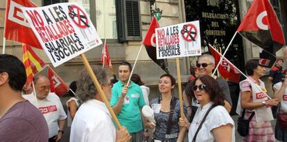 Protesta de funcionarios en Barcelona. 