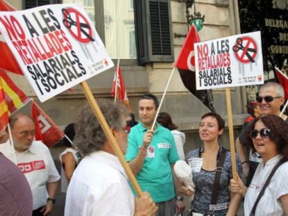 Protesta de funcionarios en Barcelona.