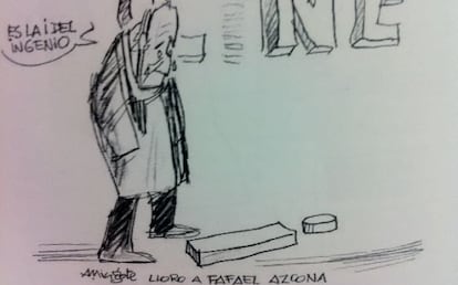 Dibujo publicado en 'Abc' por Mingote en 2008 con motivo de la muerte de Rafael Azcona y reproducido en el libro del IVAM.