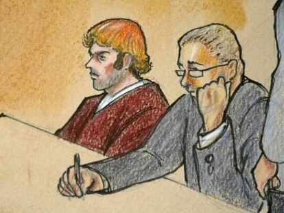 Un dibujo de la comparecencia de James Holmes ante el juez, el 30 de julio. 