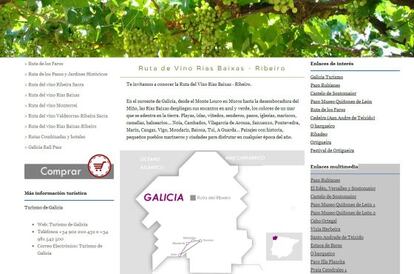 Promoción de la ruta entre O Ribeiro y Arbo en la web de Renfe.