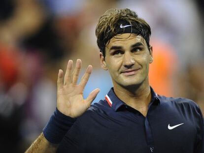 Federer, durante el partido ante Donald Young.  