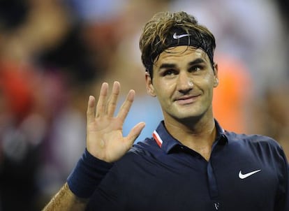 Federer, durante el partido ante Donald Young.  