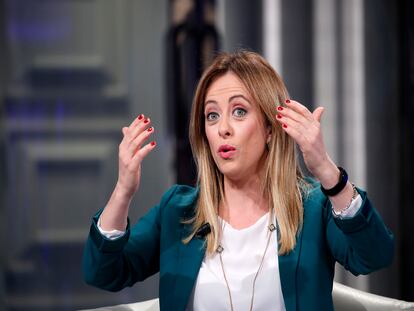 Giorgia Meloni participa en un programa de la televisión italiana el pasado 21 de enero.