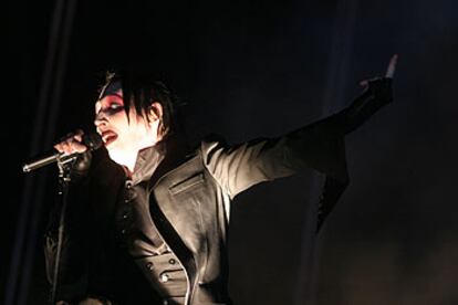 Marilyn Manson, durante su actuación del viernes en Festimad.