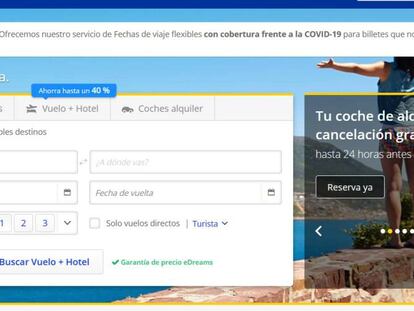 Pagina web de reservas de eDreams Odigeo 
