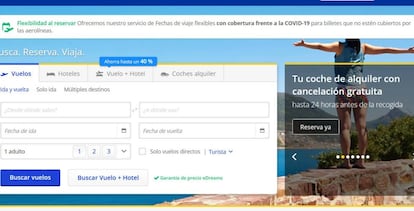 Pagina web de reservas de eDreams Odigeo 