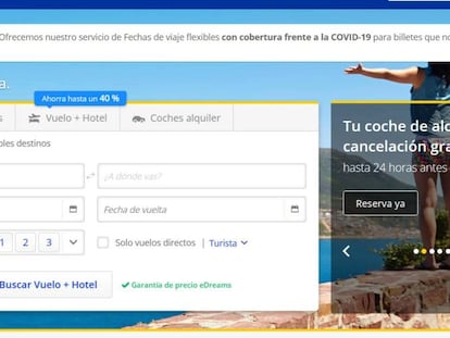 Pagina web de reservas de eDreams Odigeo 