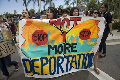 A protest against US immigration policy in California.