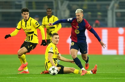 Dani Olmo, en el Iduna Park de Dortmund, el pasado miércoles.