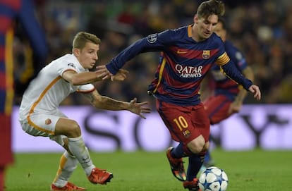 Messi durante el partido contra la Roma.