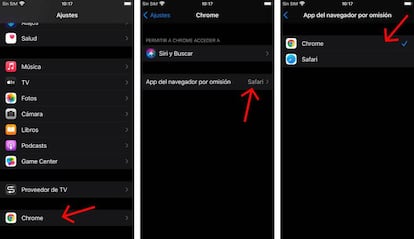 Chrome como navegador por defecto en iOS 14.