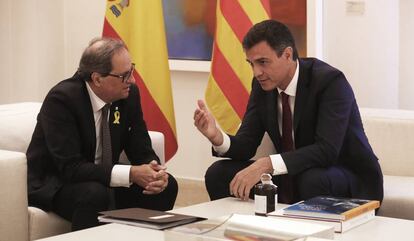 Torra i Sánchez durant la reunió.