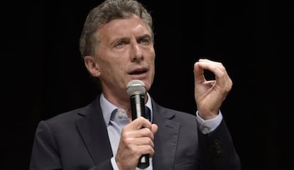 El candidato Mauricio Macri, en rueda de prensa en Buenos Aires.