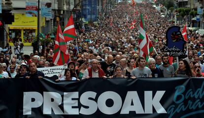 Manifestación a favor del acercamiento de presos etarras a las cárceles vascas.